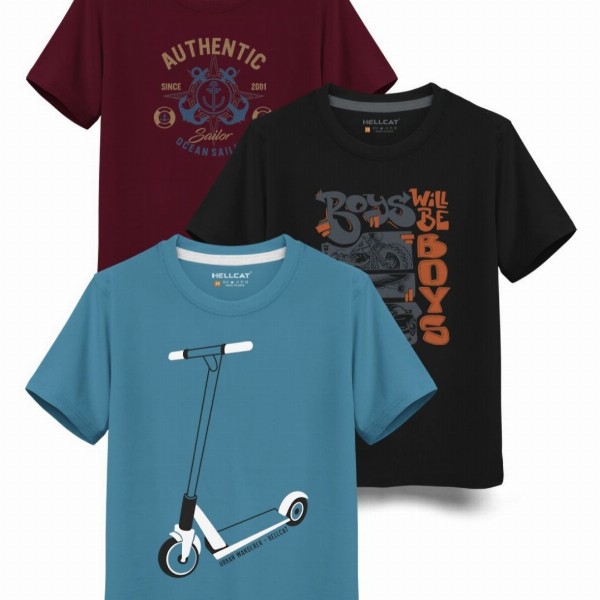 HELLCAT Boys Typography 3 Printed T-shirt