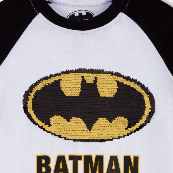 Nap Chief Kids Unisex Batman Logo Reversible Sequins Pure Cotton Relaxed Fit T-Shirt
