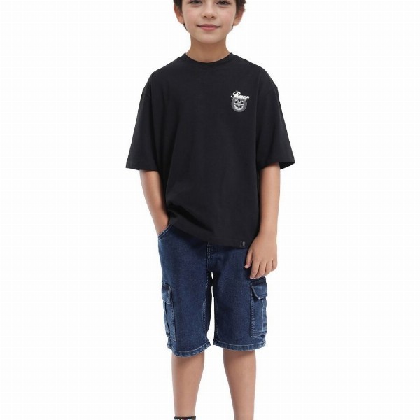 RARE ONES Boys Graphic Printed Round Neck Cotton Oversized T-shirt