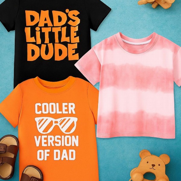 Googo Gaaga Kids Pack of 3 Typography Printed Round Neck Pure Cotton T-shirt