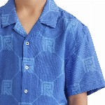 RARE ONES Boys Relaxed Fit Cuban Collar Geometric Printed Casual Shirt
