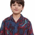 RARE ONES Boys Floral Printed Cubans Collar Short Sleeves Casual Shirt