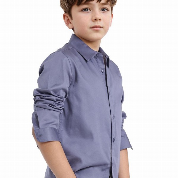 RARE ONES Boys Spread Collar Solid Cotton Casual Shirt