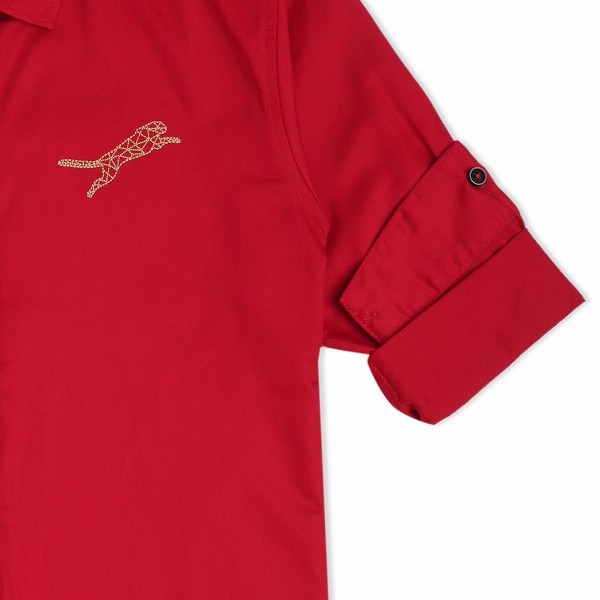 CAVIO Boys Red Solid Casual Shirt