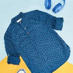 Pantaloons Junior Boys Geometric Printed Band Collar Cotton Party Shirt