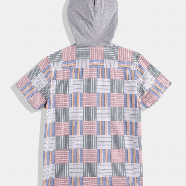 United Colors of Benetton Boys Pure Cotton Checked Hooded Shirt