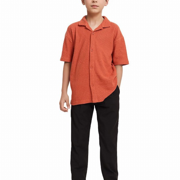 Rare Ones Boys Cuban Collar Jacquard Shirt