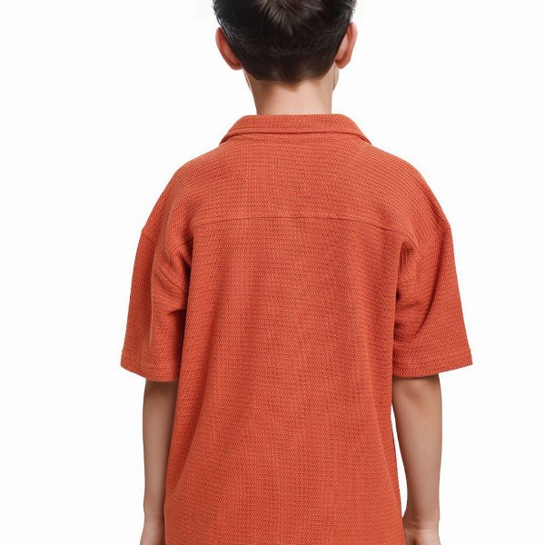 Rare Ones Boys Cuban Collar Jacquard Shirt