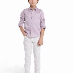 RARE ONES Boys Spread Collar Solid Cotton Casual Shirt