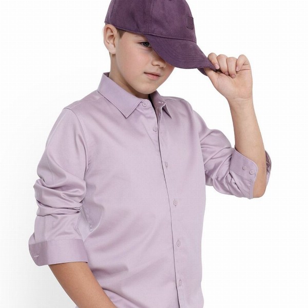 RARE ONES Boys Spread Collar Solid Cotton Casual Shirt