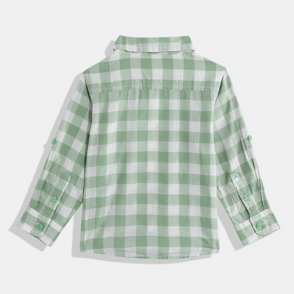 United Colors of Benetton Boys Cotton Windowpane Checked Casual Shirt