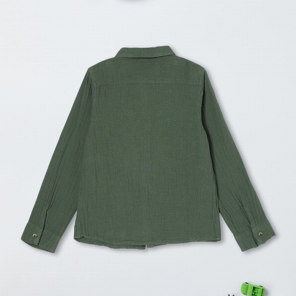 max Boys Spread Collar Solid Cotton Casual Shirt