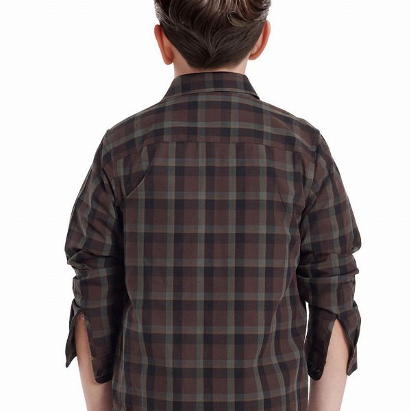 RARE ONES Boys Spread Collar Tartan Checked Cotton Casual Shirt