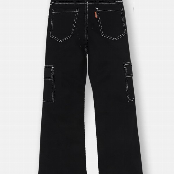 Urbano Juniors Boy's Black Loose Baggy Fit Washed Denim Cargo Jeans with Stretchable