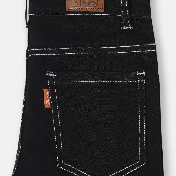 Urbano Juniors Boy's Black Loose Baggy Fit Washed Denim Cargo Jeans with Stretchable