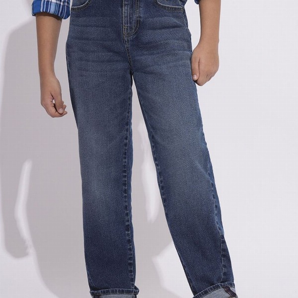 Jack & Jones Junior Boys Mid-Rise Straight Fit Stretchable Jeans