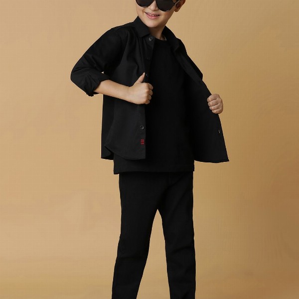 TALES & STORIES Boys Black Slim Fit Mid-Rise Clean Look Denim Jeans