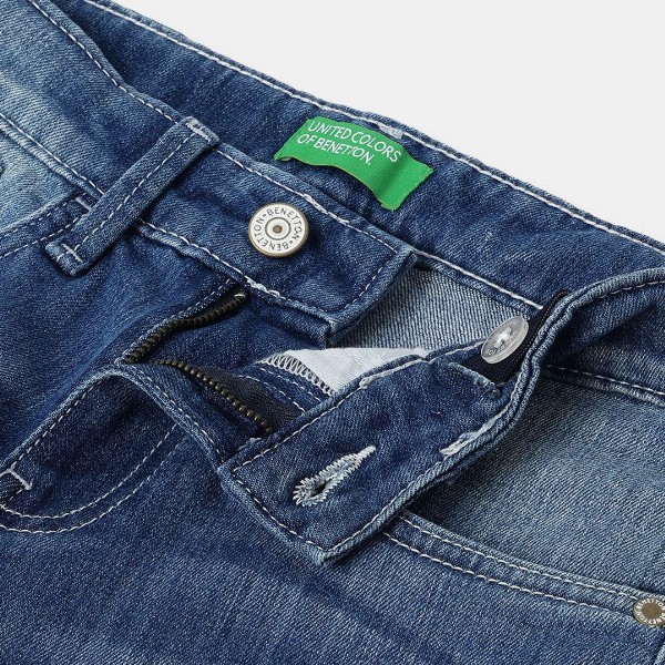 United Colors of Benetton Boys Straight Fit Mid-Rise Heavy Fade Jeans