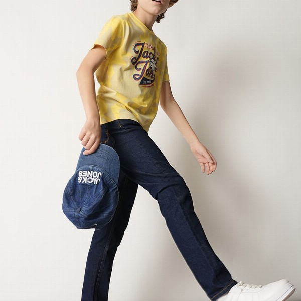 Jack & Jones Junior Boys Straight Fit Clean Look Light Fade Pure Cotton Whiskers Jeans