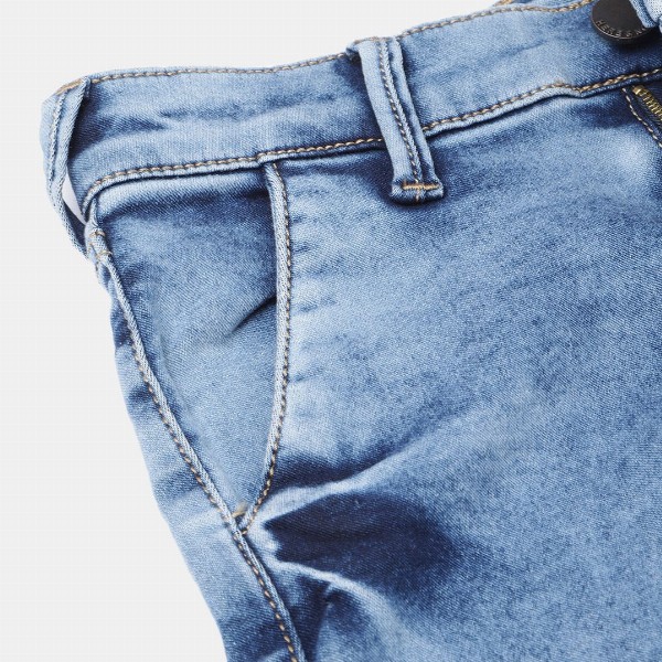 HERE&NOW Boys Blue Slim Fit Mid-Rise Heavy Fade Acid Wash Stretchable Jeans