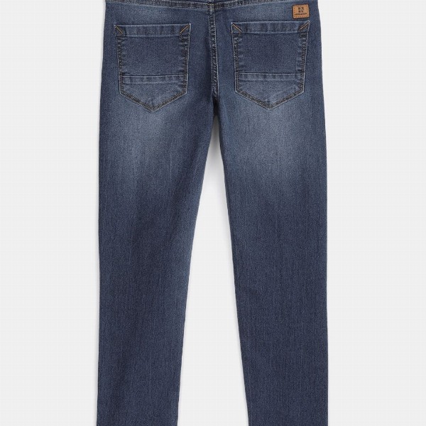 HERE&NOW Boys Blue Slim Fit Low Distress Light Fade Stretchable Jeans