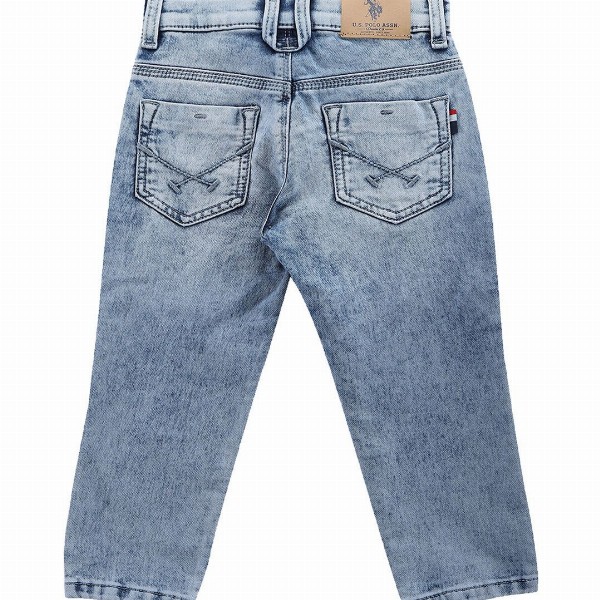 U.S. Polo Assn. Kids Boys Blue Slim Fit Clean Look Heavy Fade Cotton Jeans