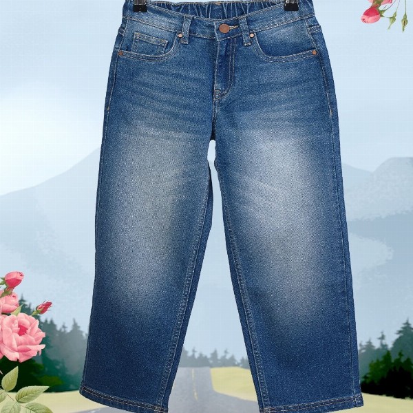 HERE&NOW Boys Wide Leg Mid-Rise Slash Knee Heavy Fade Stretchable Jeans