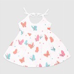 Kidbea Infant Girls Pack Of 4 Conversational Printed Round Neck Cotton Fit & Flare Dress