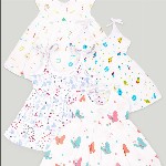 Kidbea Infant Girls Pack Of 4 Conversational Printed Round Neck Cotton Fit & Flare Dress