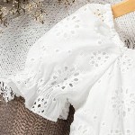 BAESD Girls Square Neck Schiffli Empire Dress