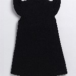 YK  Girls Front Bow Styles  Round Neck Solid Printed A-Line Dress