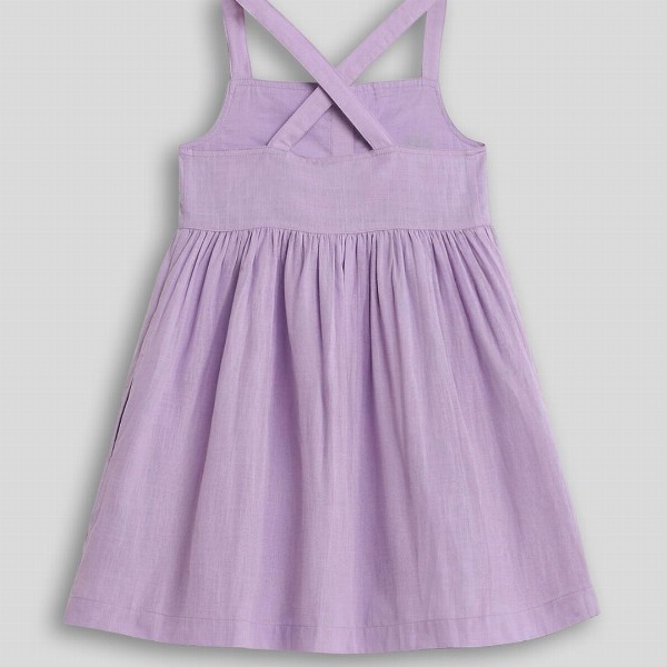 Somersault Girls Conversational Embroidered Fit & Flare Cotton PLeated Dress
