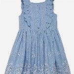 Ed-a-Mamma Girls Schiffli Embroidered Fit & Flare Dress