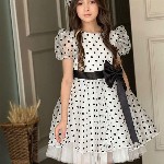 Miss & Chief Girls Polka Dot Print Net Fit and Flare Dress