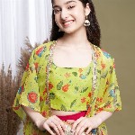 CurlyTales Girls Floral Printed Maxi Dress