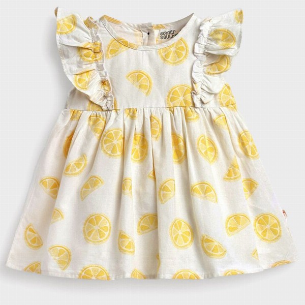 Somersault Girls Lemon Slice Printed Fit & Flare Dress