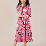 YK Print Fit & Flare Midi Dress