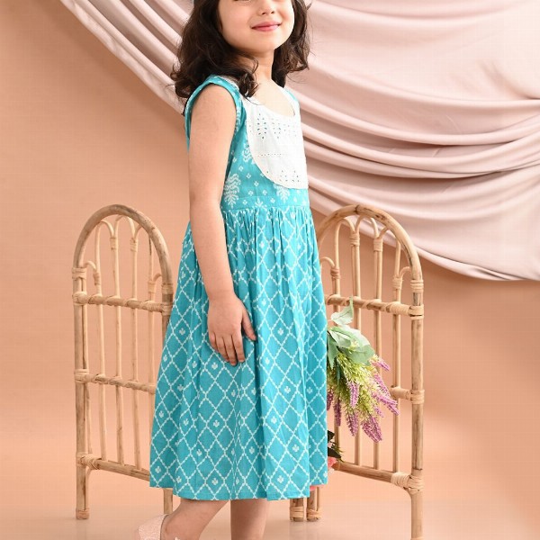Sangria Girls Printed Cotton A-Line Dress