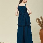 CurlyTales Floral Embroidered Georgette Fit & Flare Dress