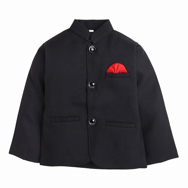 BAESD Boy 2Pcs Mandarin Collar Bandhgala Blazer With Trousers