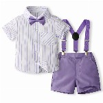 StyleCast x Revolte Boys Striped Pure Cotton Three Piece Suit