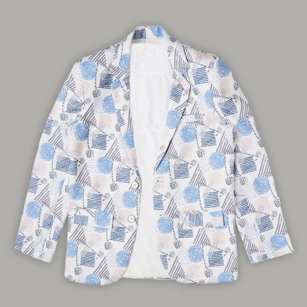 CAVIO Boys Printed Pure Cotton Single Breasted Blazer With T-Shirt