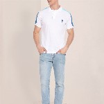 U.S. Polo Assn. Colourblocked Polo Collar Pure Cotton Slim Fit T-shirt