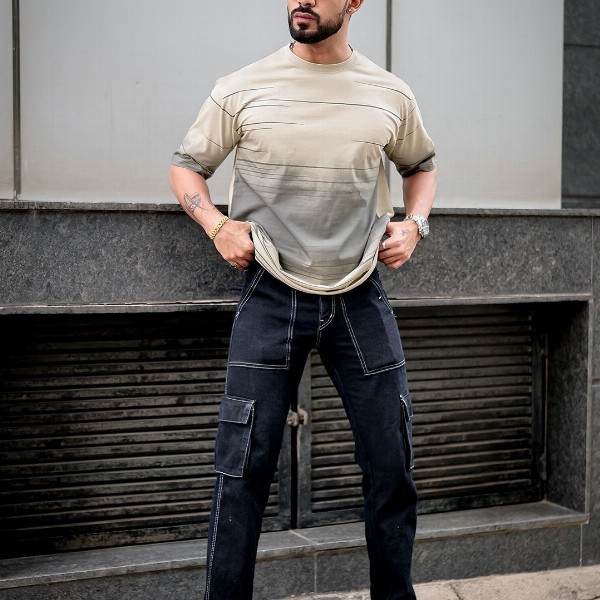 Maniac Striped Round Neck T-shirt