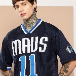 NBA Typography Printed Drop-Shoulder Sleeves Football T-Shirt
