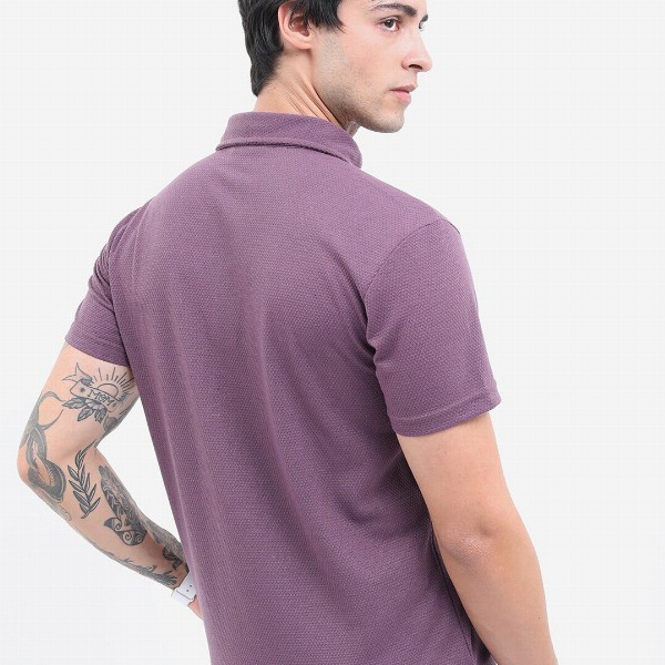 HIGHLANDER Popcorn Structured Polo Collar Regular Fit T-shirt