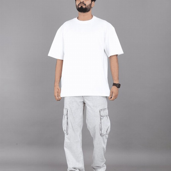 BROWN BROTHERS Unisex Pure Cotton Round Neck Short Sleeves Oversized Casual T-shirt