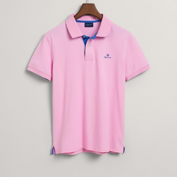 GANT Men Pink Polo Collar Slim Fit T-shirt