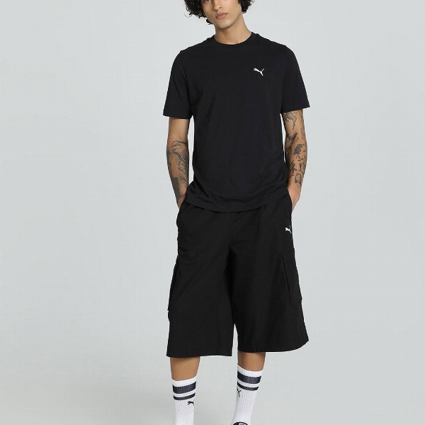 Puma Men Small Logo Brand Logo Embroidered Pure Cotton Short Sleeve T-Shirt