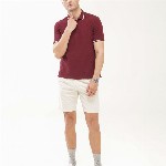 TURMS Men Solid Polo Collar Half Sleeves Stain And Water Repellent Cotton Tshirt